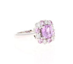 GIA zertifiziert 3,09 Ct natürlichen rosa Saphir Diamant Weißgold Verlobungsring