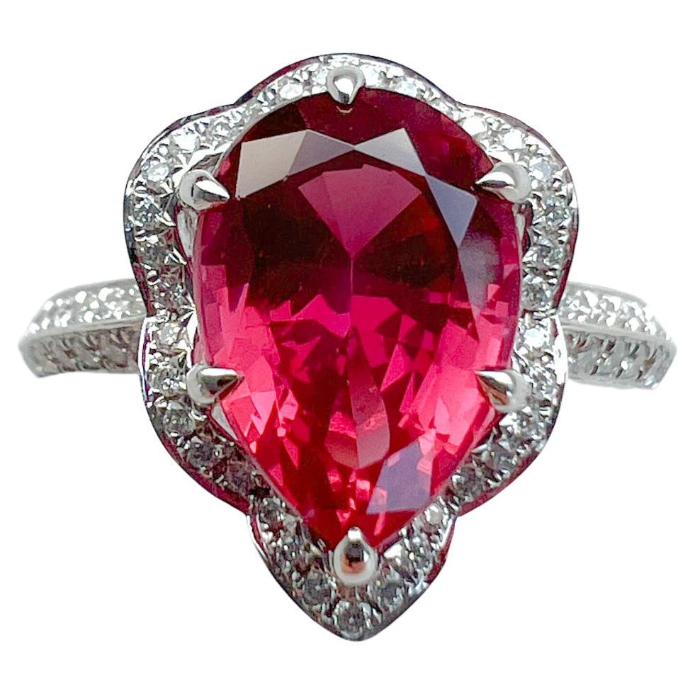 The beautiful Spinel was purchased by us in 2022 and made into this ring. We believe the Spinel was previously set in an antique ring but we do not have any info on its history. A reimagined heirloom. 

GIA certified 3.09 Red Spinel. 
The colour is
