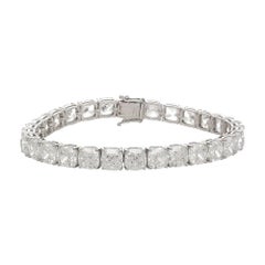 GIA Certified 31 Carat Cushion Lab Diamond Tennis Bracelet 18K White Gold