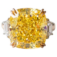 GIA Certified 31 Carat Fancy Vivid Yellow Cushion Diamond Ring