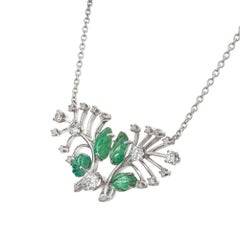 GIA Certified 3.10 Carat Emerald Diamond Platinum Pendant Necklace