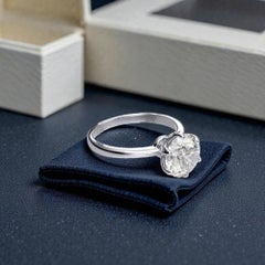 Anillo corona de diamantes brillantes redondos de 3,10 quilates G/SI1 certificados por GIA Oro blanco de 18 quilates