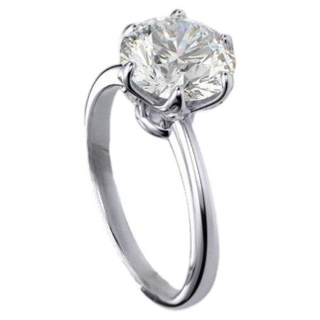GIA-zertifizierter 3,10 Karat G/SI1 runder Brillant-Diamant-Kronenring 18K Weißgold im Angebot
