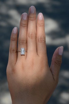 GIA Certified 3.10 F VVS2 Emerald Cut Diamond Solitaire Engagement Ring