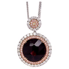 GIA Certified 31.02 Carat Round Faceted Red Spinel & Diamond Pendant in 18KT 