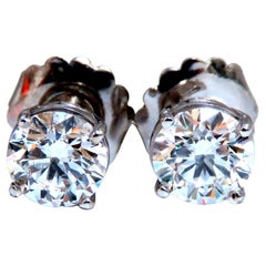 GIA Certified 3.10ct Natural Round Diamond Stud Earrings 14 Karat Ex LAB Created