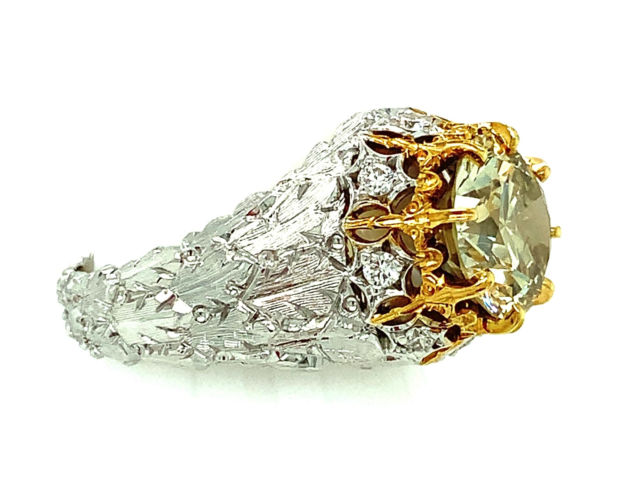 GIA Certified 3.11 Carat Natural Fancy Green Diamond Cocktail Ring in 18k Gold For Sale 1