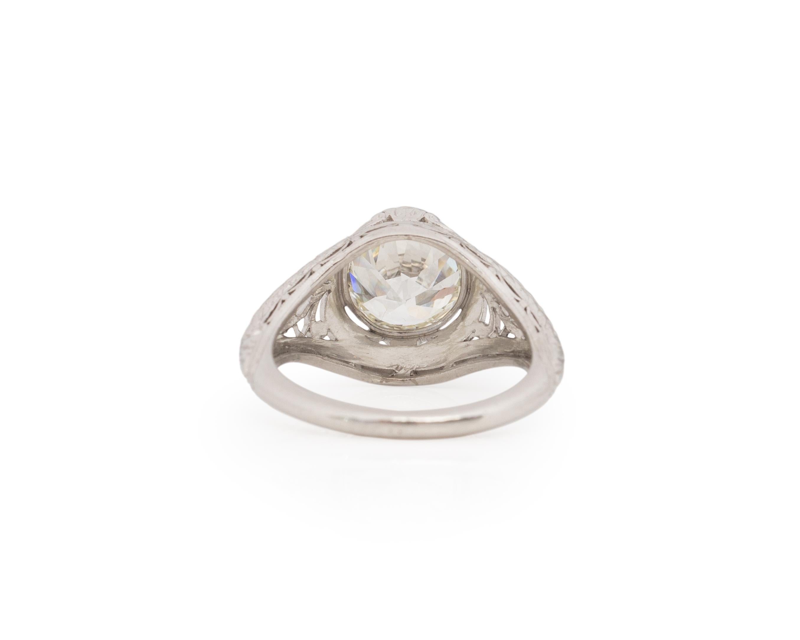 Old European Cut GIA Certified 3.11 Diamond Platinum Engagement Ring 