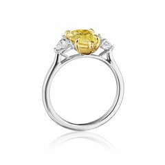 GIA Certified 3.11ct Fancy Yellow Pear Shape & Cadillac Diamond Ring