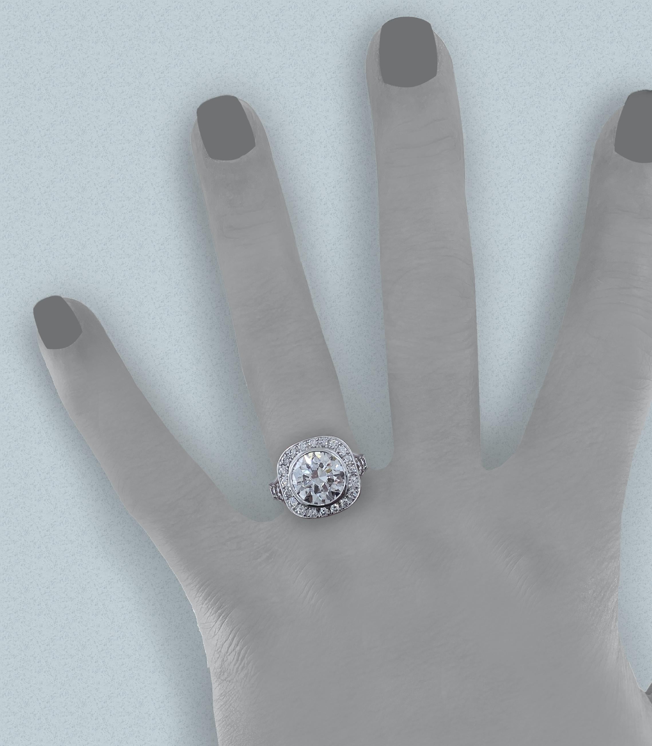 Brilliant Cut GIA-Certified 3.12 Carat E-VVS2 Diamond Engagement Ring in 18 Karat White Gold