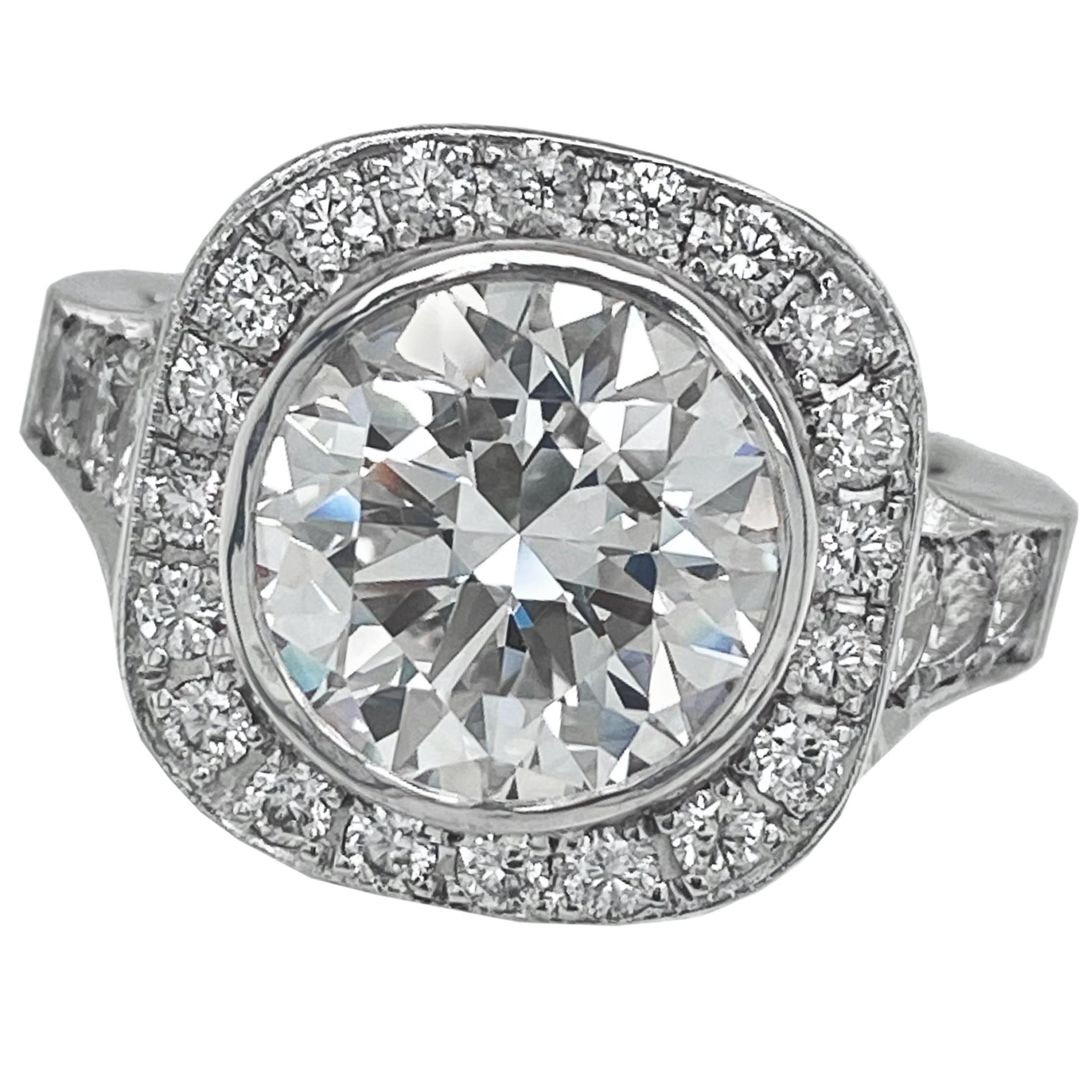 GIA-Certified 3.12 Carat E-VVS2 Diamond Engagement Ring in 18 Karat White Gold