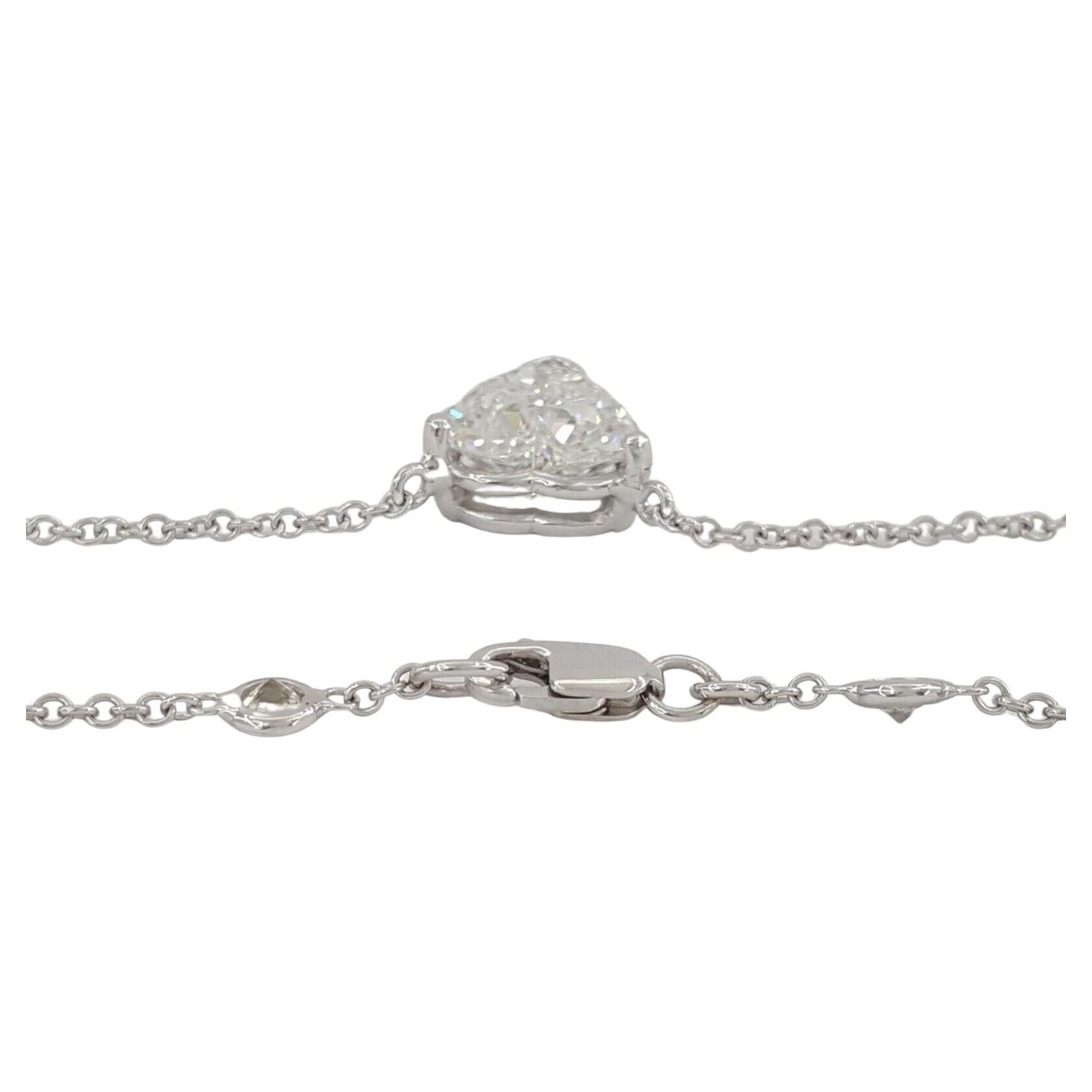 Round Cut GIA Certified 3.12 Carat Heart Cut Diamond Pendant Necklace For Sale