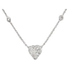 GIA Certified 3.12 Carat Heart Round Diamond Pendant Platinum Necklace