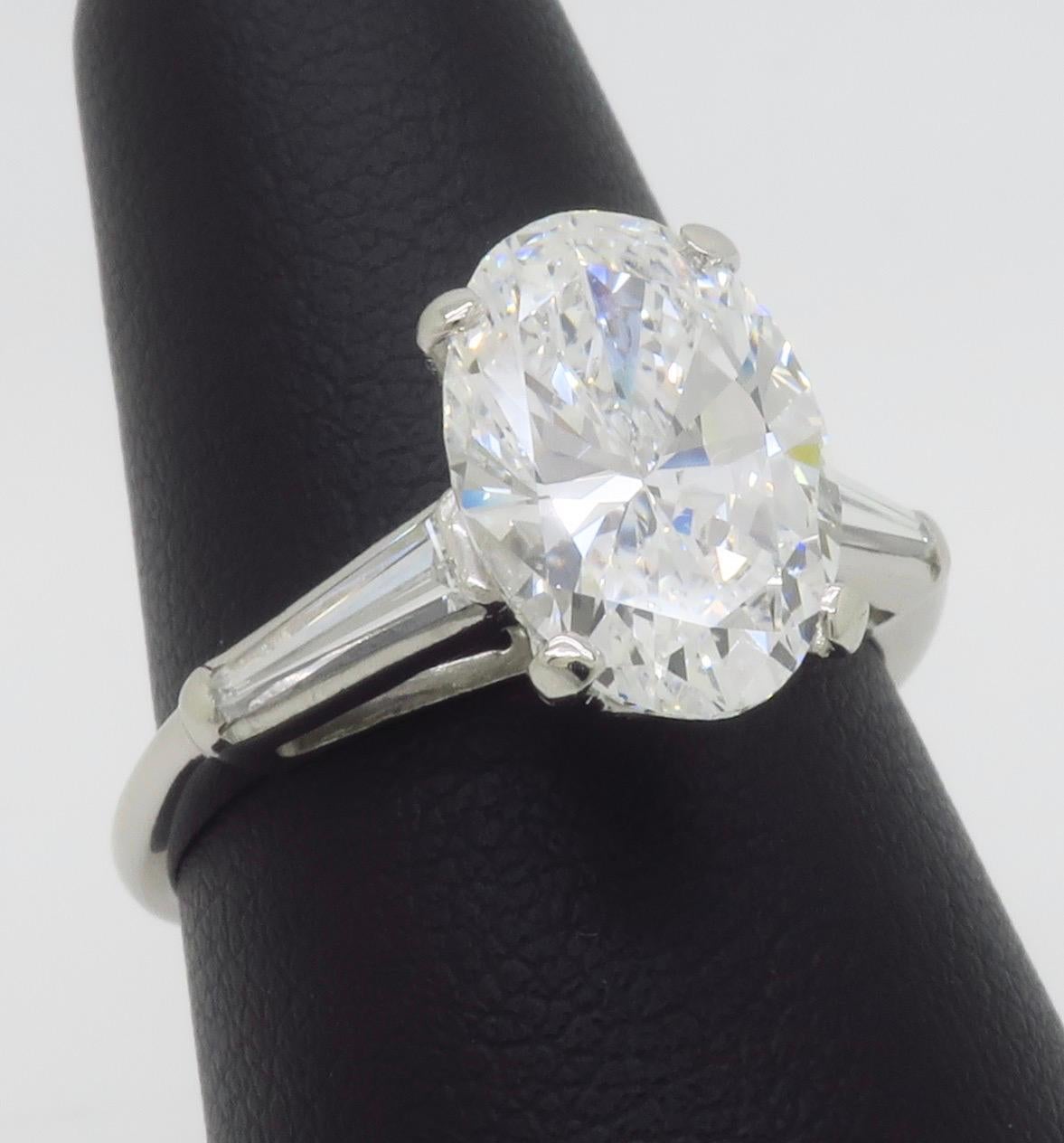 GIA Certified 3.12CTW Oval Diamond Ring in Platinum 5