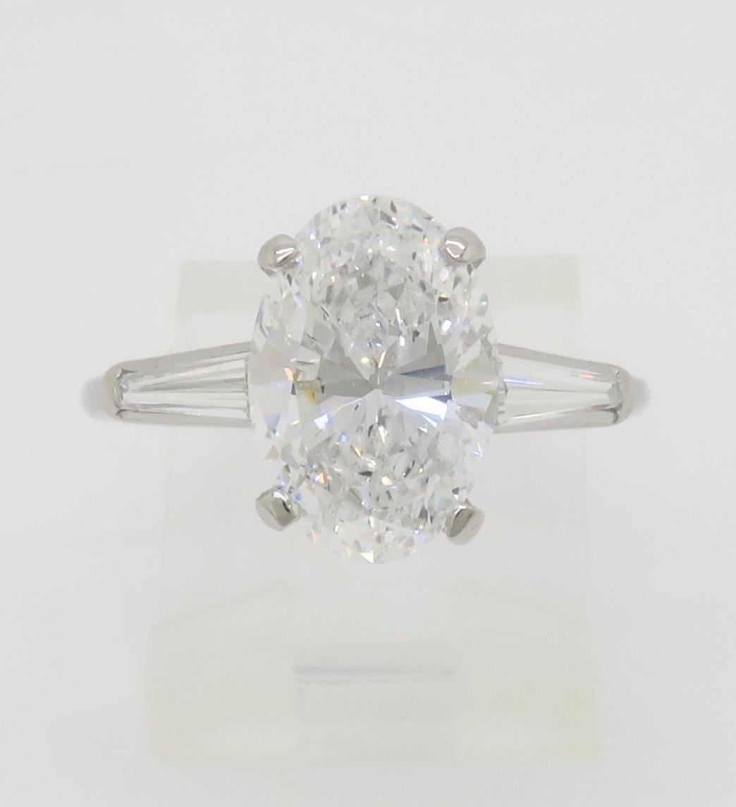 GIA Certified 3.12CTW Oval Diamond Ring in Platinum 6