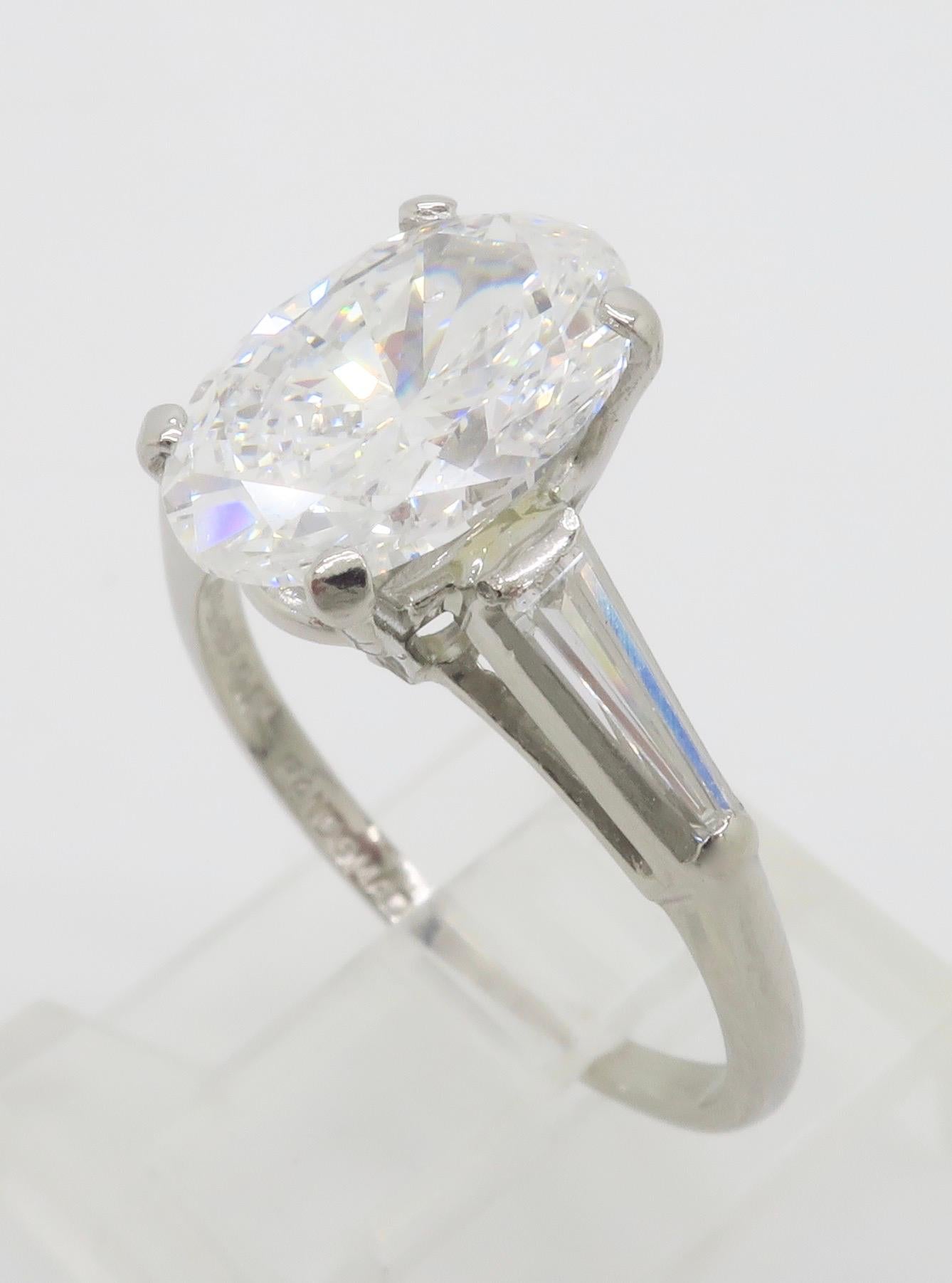 GIA Certified 3.12CTW Oval Diamond Ring in Platinum 7