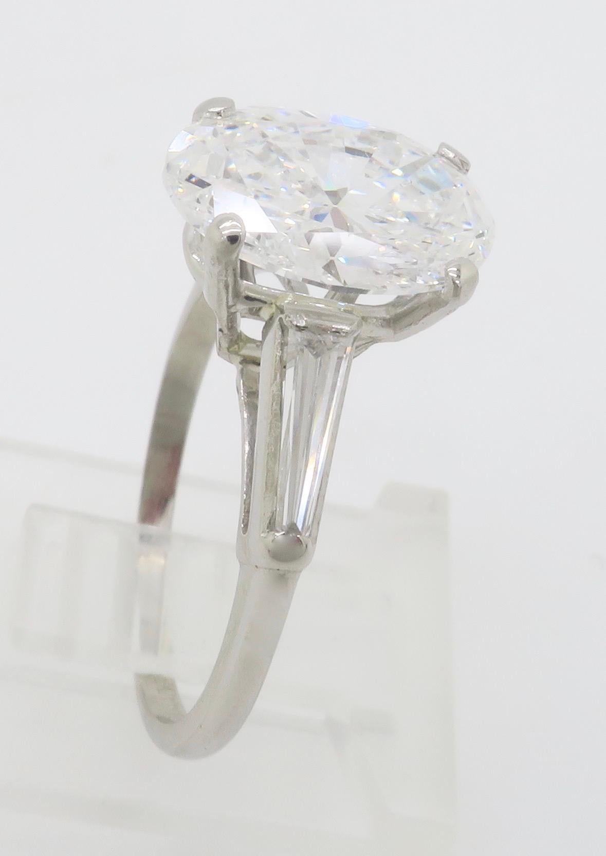 GIA Certified 3.12CTW Oval Diamond Ring in Platinum 9