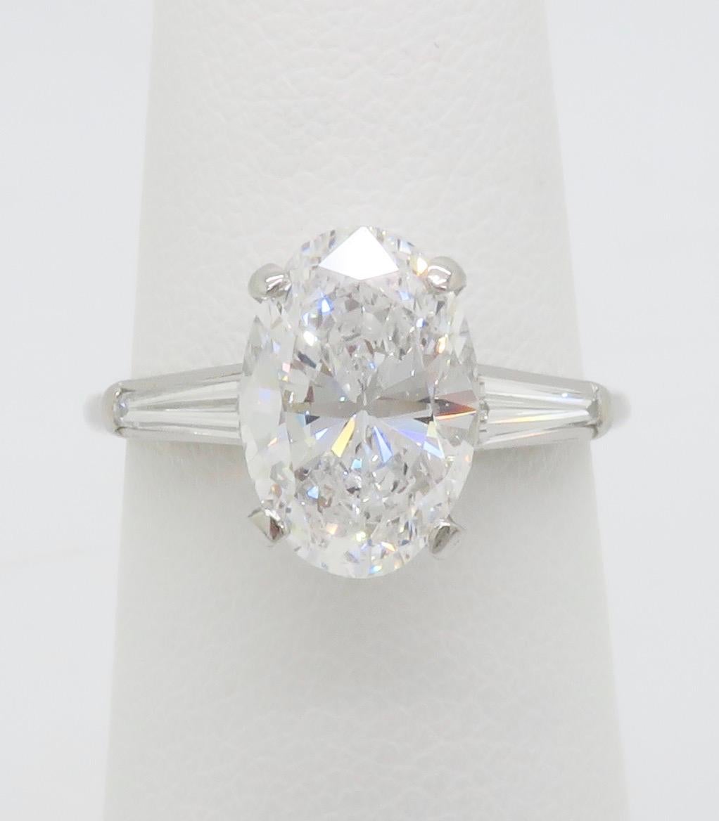 Oval Cut GIA Certified 3.12CTW Oval Diamond Ring in Platinum