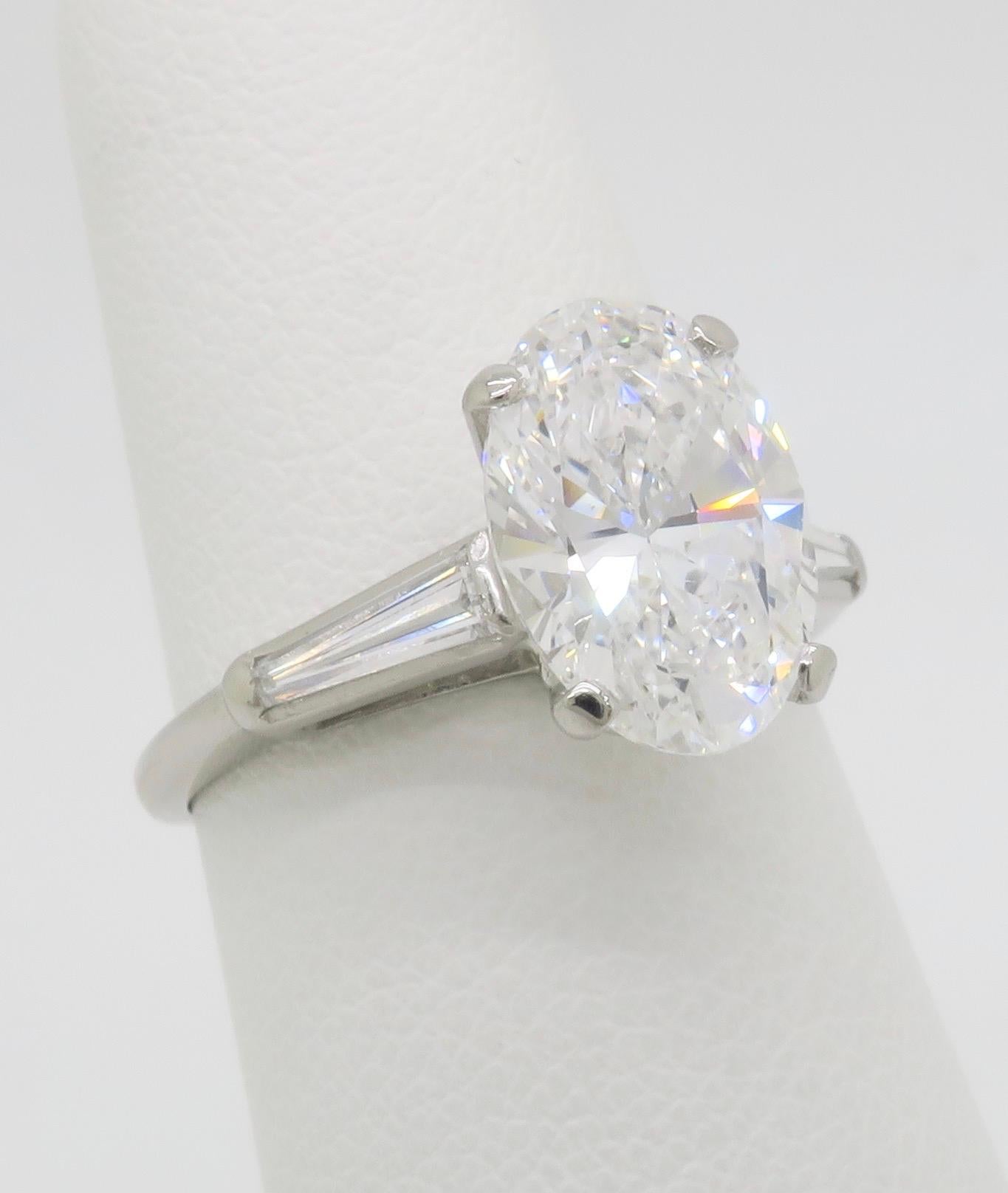 GIA Certified 3.12CTW Oval Diamond Ring in Platinum 1