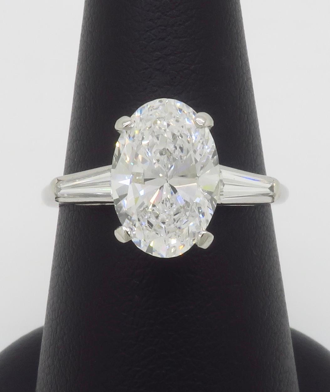 GIA Certified 3.12CTW Oval Diamond Ring in Platinum 2