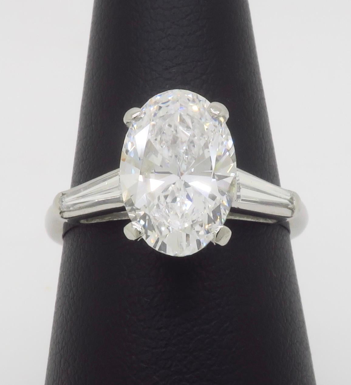 GIA Certified 3.12CTW Oval Diamond Ring in Platinum 3
