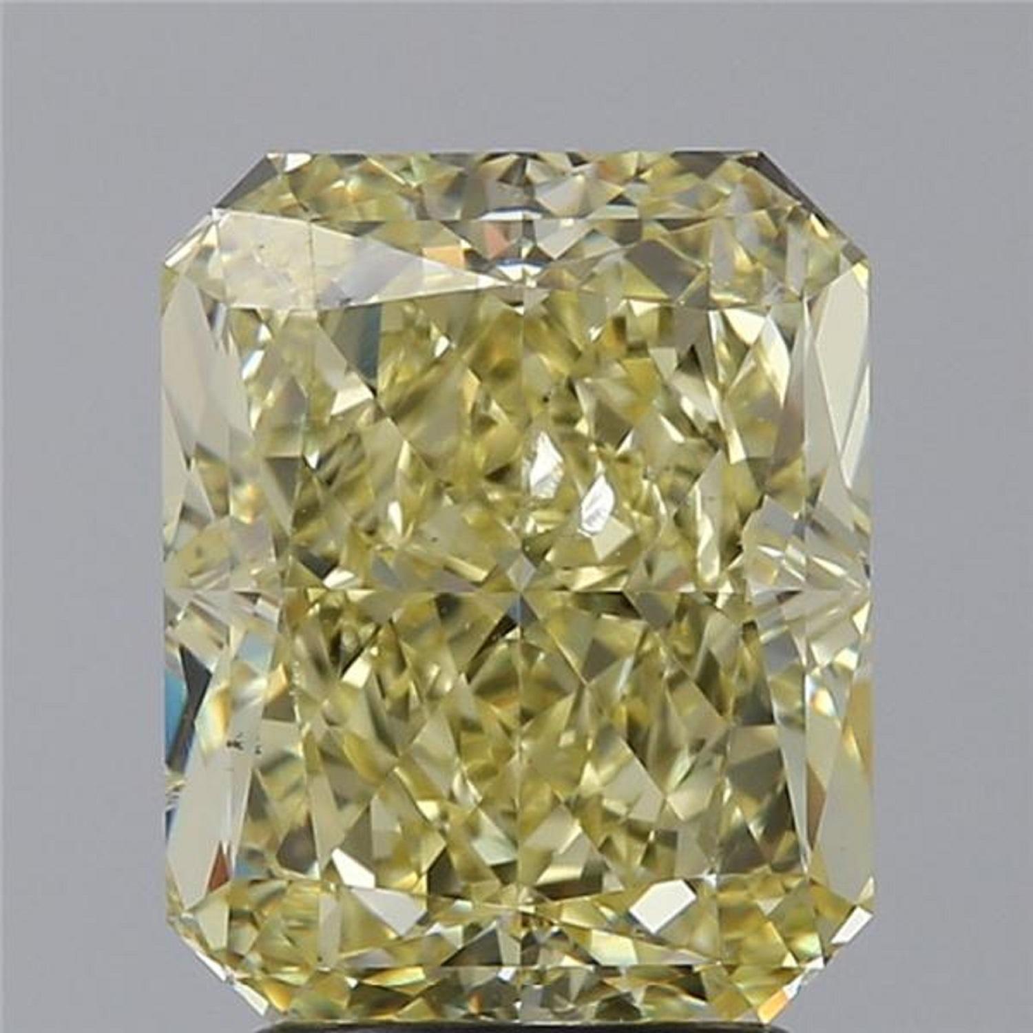 Modern GIA Certified 3.13 Carat Long Fancy Yellow Radiant Diamond