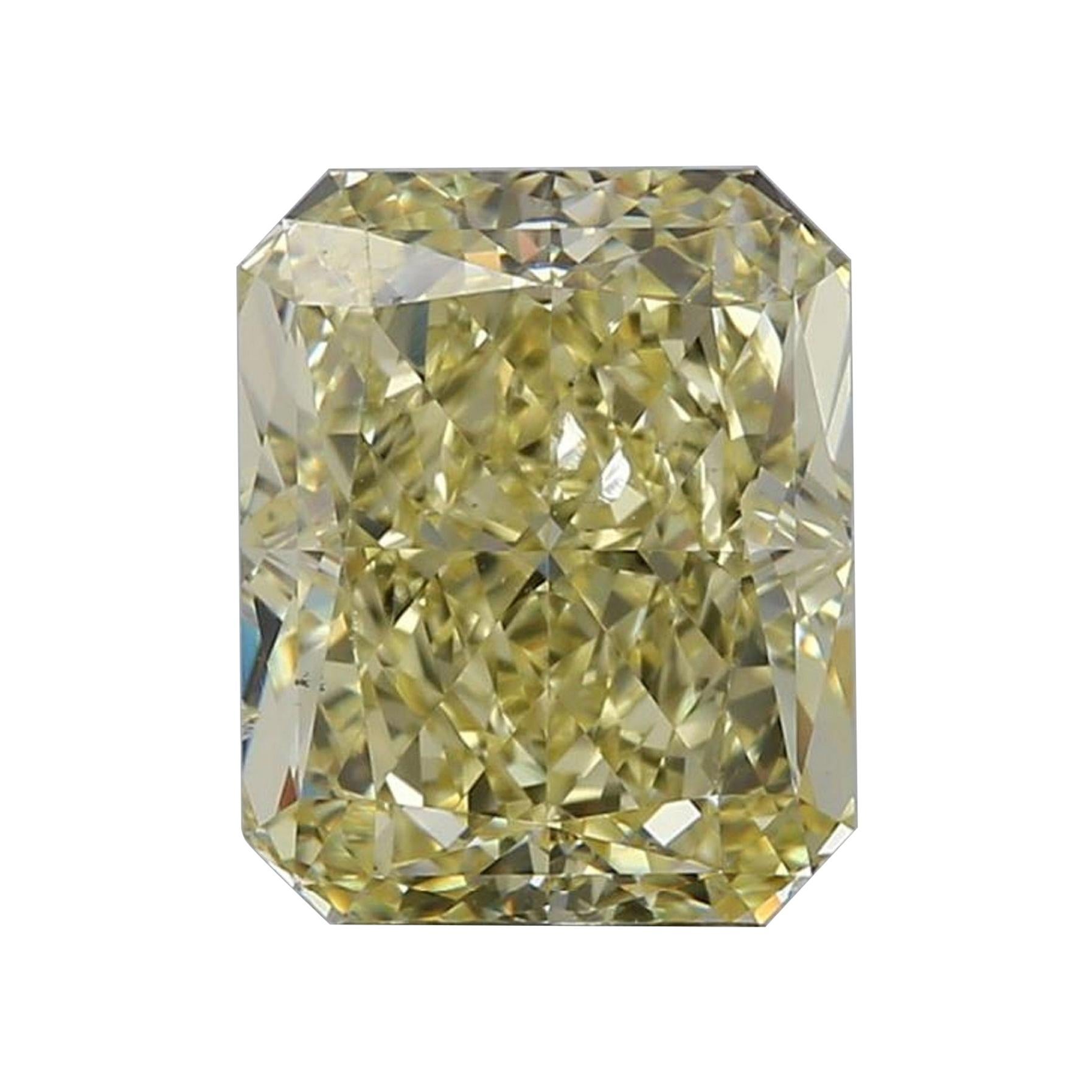 GIA Certified 3.13 Carat Long Fancy Yellow Radiant Diamond
