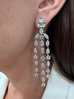 GIA Certified 31.37 Carat Asscher Cut Diamond Dangle Earrings