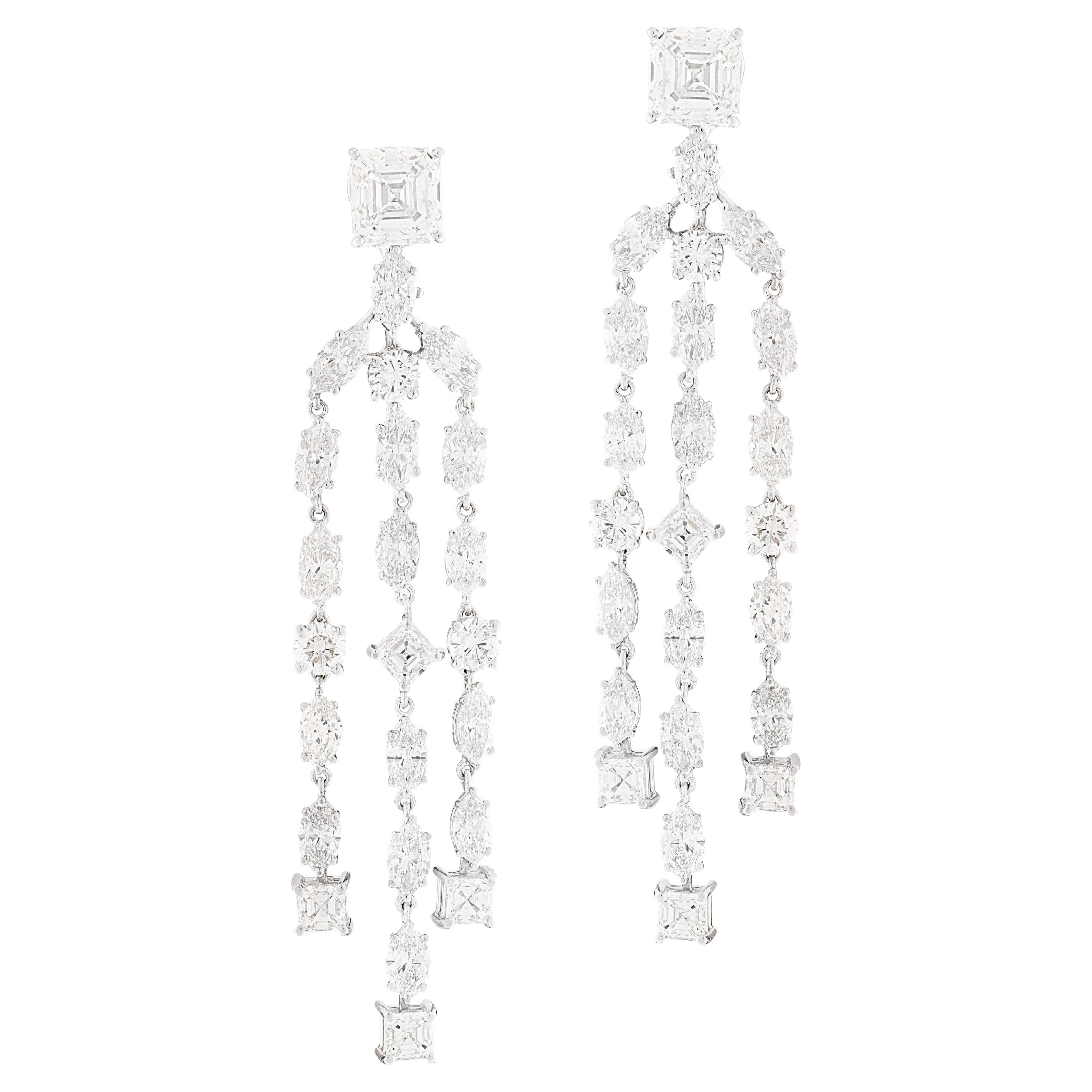 GIA Certified 31.37 Carat Asscher Cut Diamond Dangle Earrings