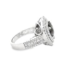 GIA Certified 3.13ct Alexandrite Heart & 1.28ctw White Diamond 14KW Gold Ring