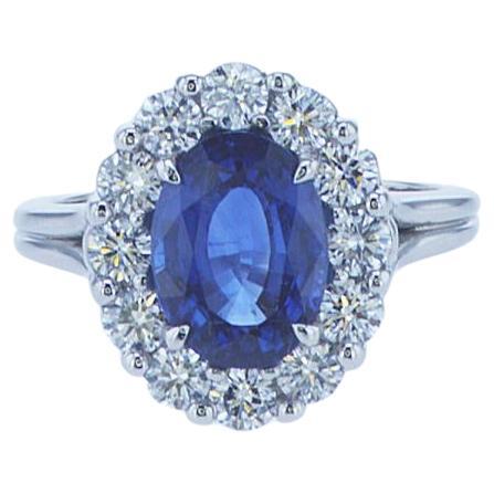 GIA Certified 3.13ct Oval Sapphire Cocktail Ring in Platinum