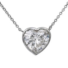 Issac Nussbaum GIA Certified 3.14 Carat Heart Shape Diamond Pendant Necklace