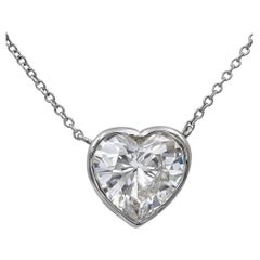 GIA Certified 3.14 Carat Heart Shape Diamond Pendant Necklace
