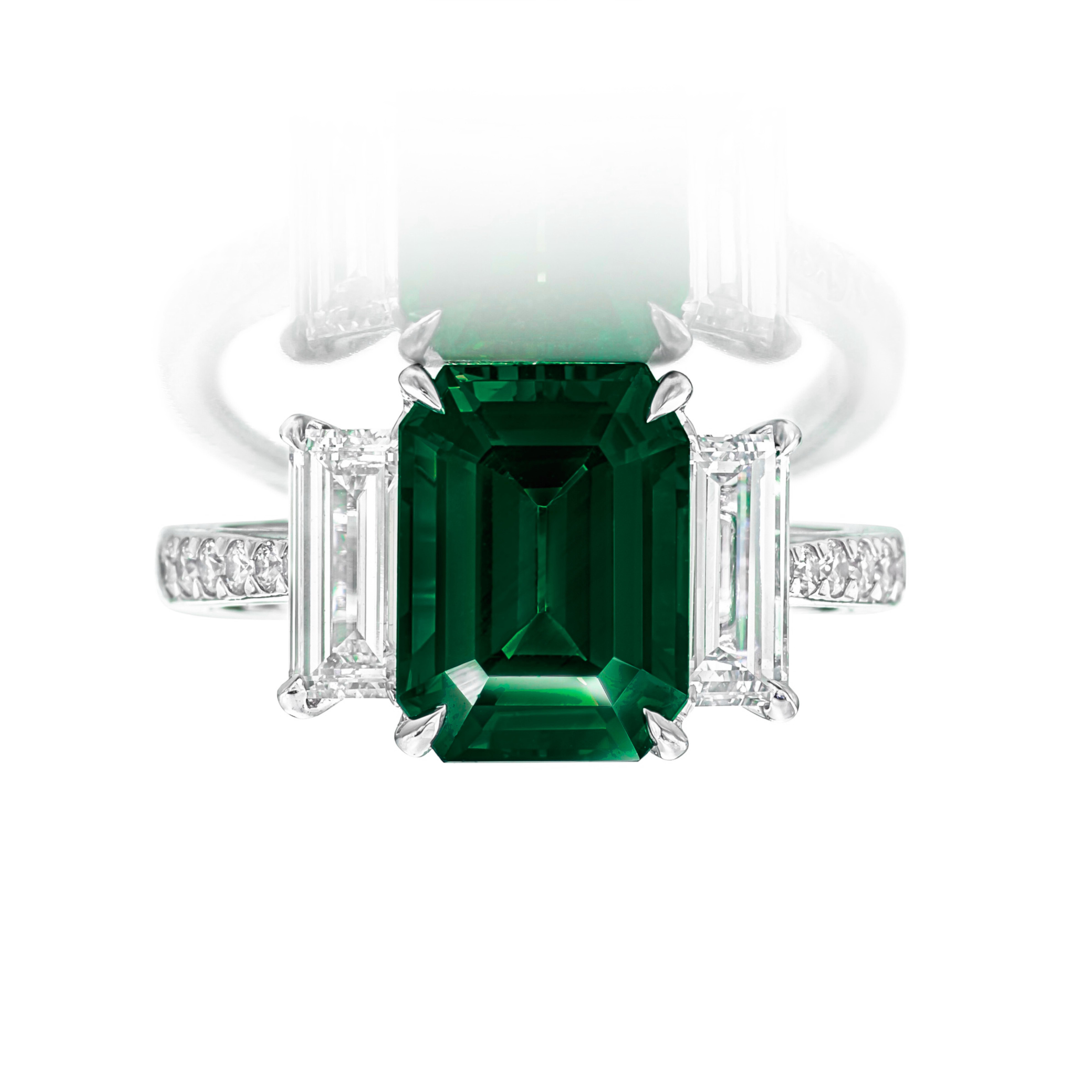 Bague en émeraude zambienne non traitée de 3,15 carats avec diamant, certifiée par la GIA en vente