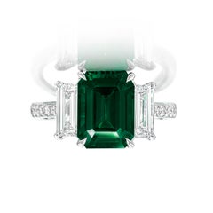 Bague en émeraude zambienne non traitée de 3,15 carats avec diamant, certifiée par la GIA