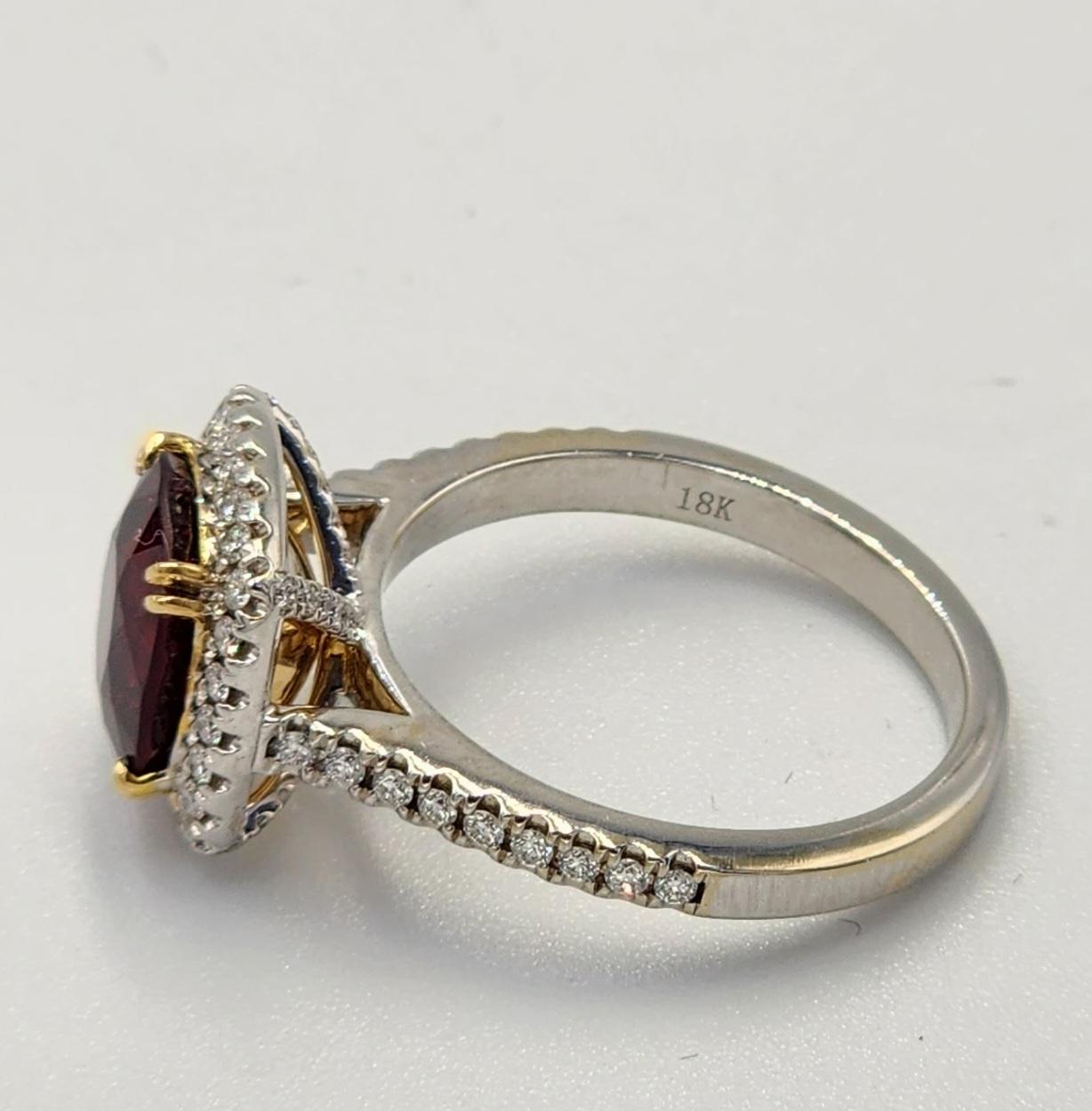 Mixed Cut GIA Certified 3.15 Carat Vivid Red Fire Spinel Diamond Cocktail Ring