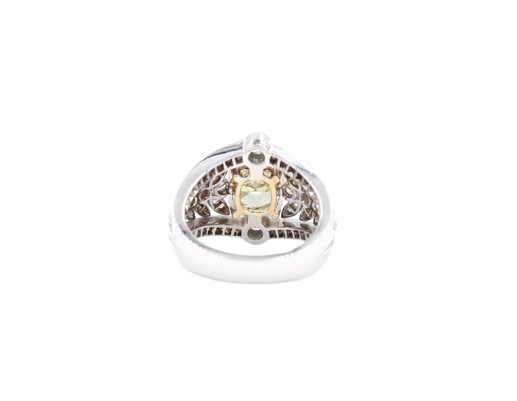 GIA Certified 3.15 Carats Fancy Brownish Greenish Yellow Diamond Ring In New Condition In Uccle, BE
