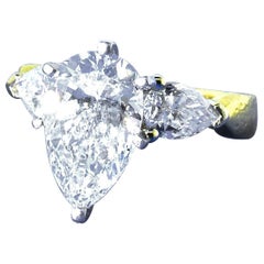 GIA Certified 3.15 Ct. VVS2, I Pear Cut Diamond Ring