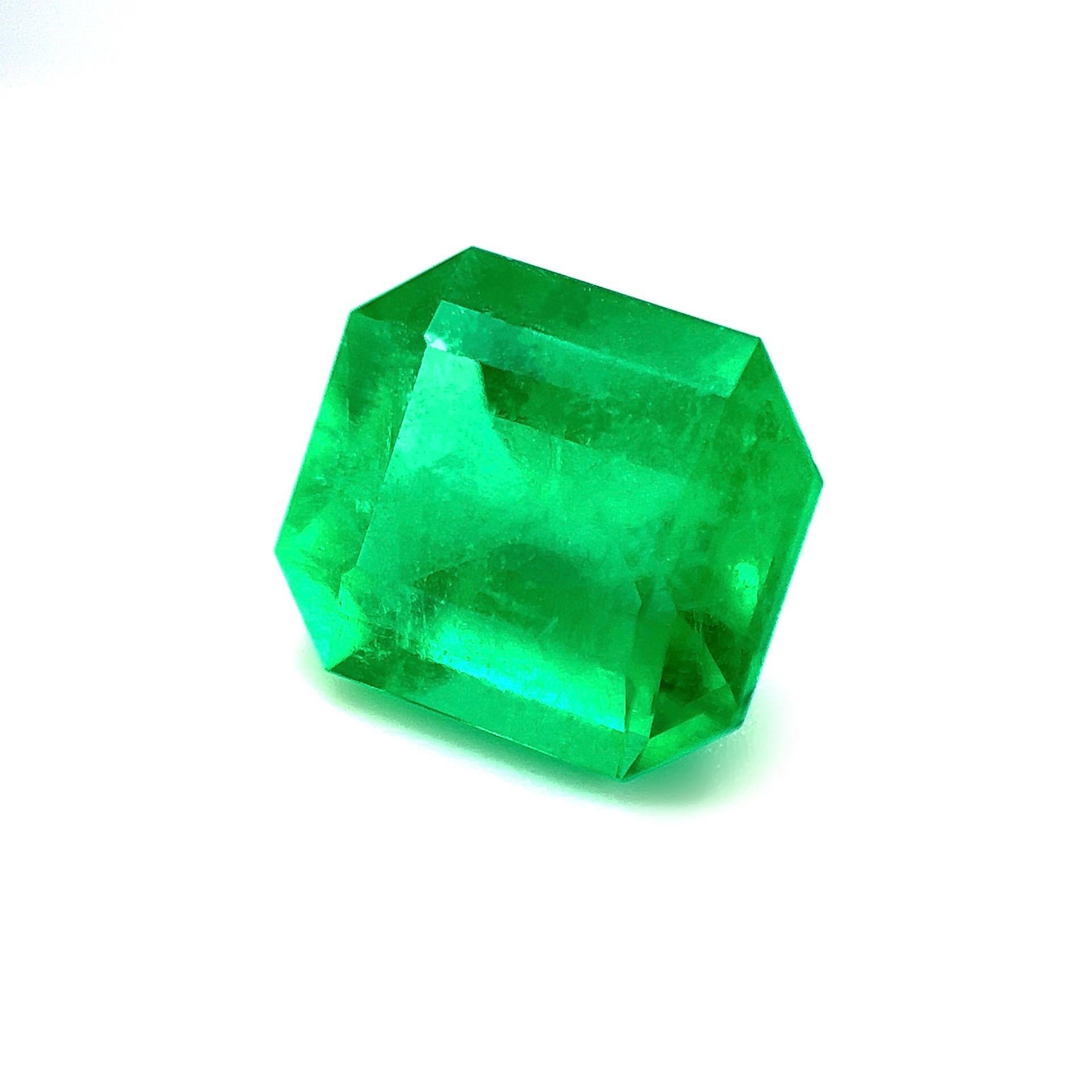 GIA Certified 3.15ct Colombian Emerald Vivid Green Emerald Cut Rare Loose Gem 1