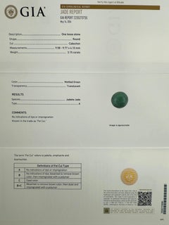 GIA Certified 3.15ct Jadeite AGrade Jade Green Round 18k Yellow Gold Signet Ring