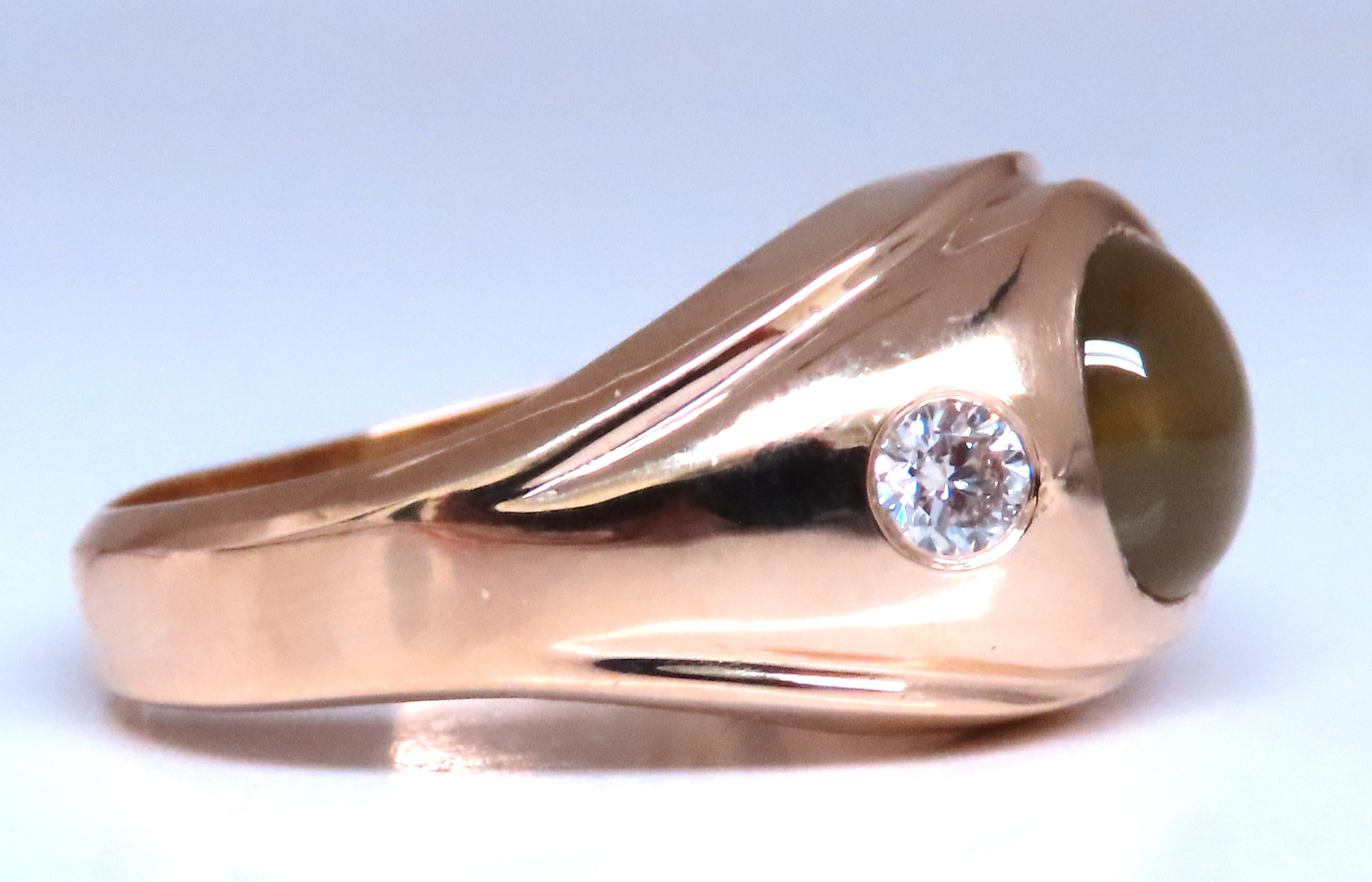 Cabochon GIA Certified 3.15ct Natural Cats Eye Ring 14kt  12415 For Sale