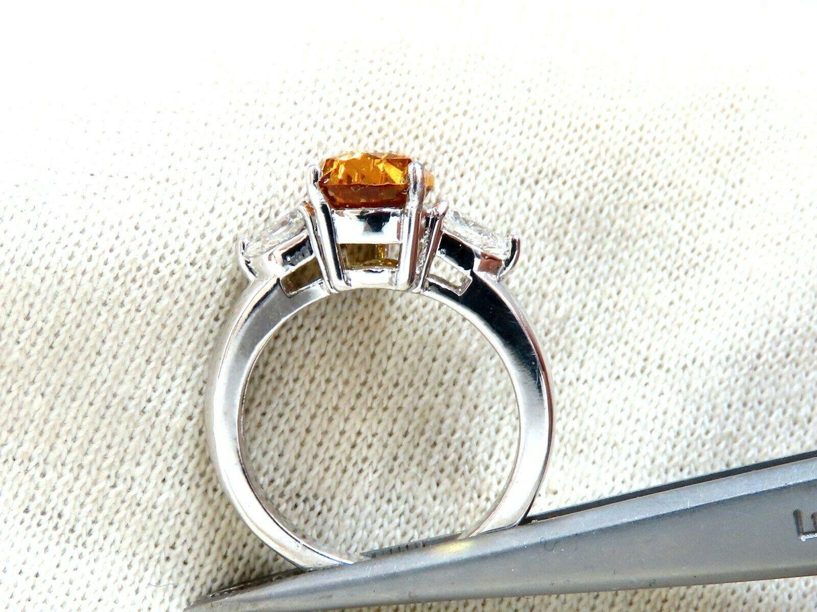 Pear Cut GIA Certified 3.15ct Natural No Heat Yellow Orange Sapphire Diamonds Ring 14kt For Sale