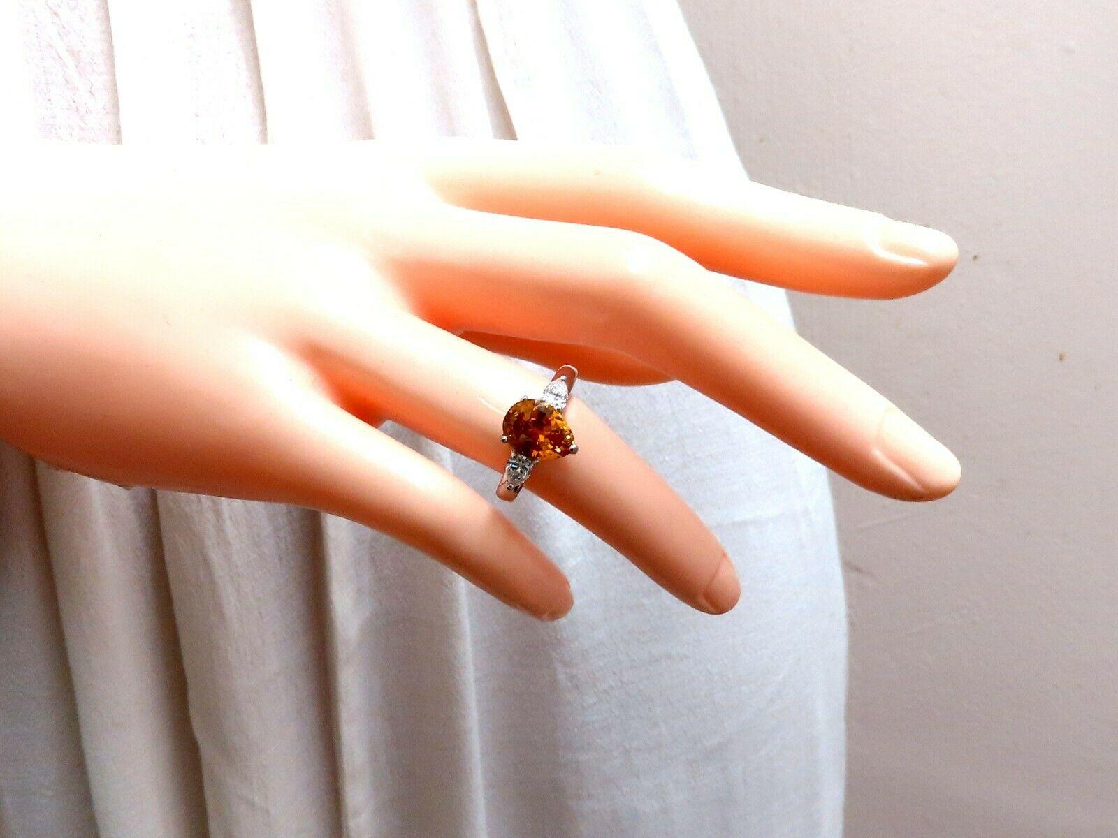 GIA Certified 3.15ct Natural No Heat Yellow Orange Sapphire Diamonds Ring 14kt For Sale 1