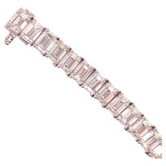 GIA Certified 31.68 Carat Emerald Cut Tennis Bracelet