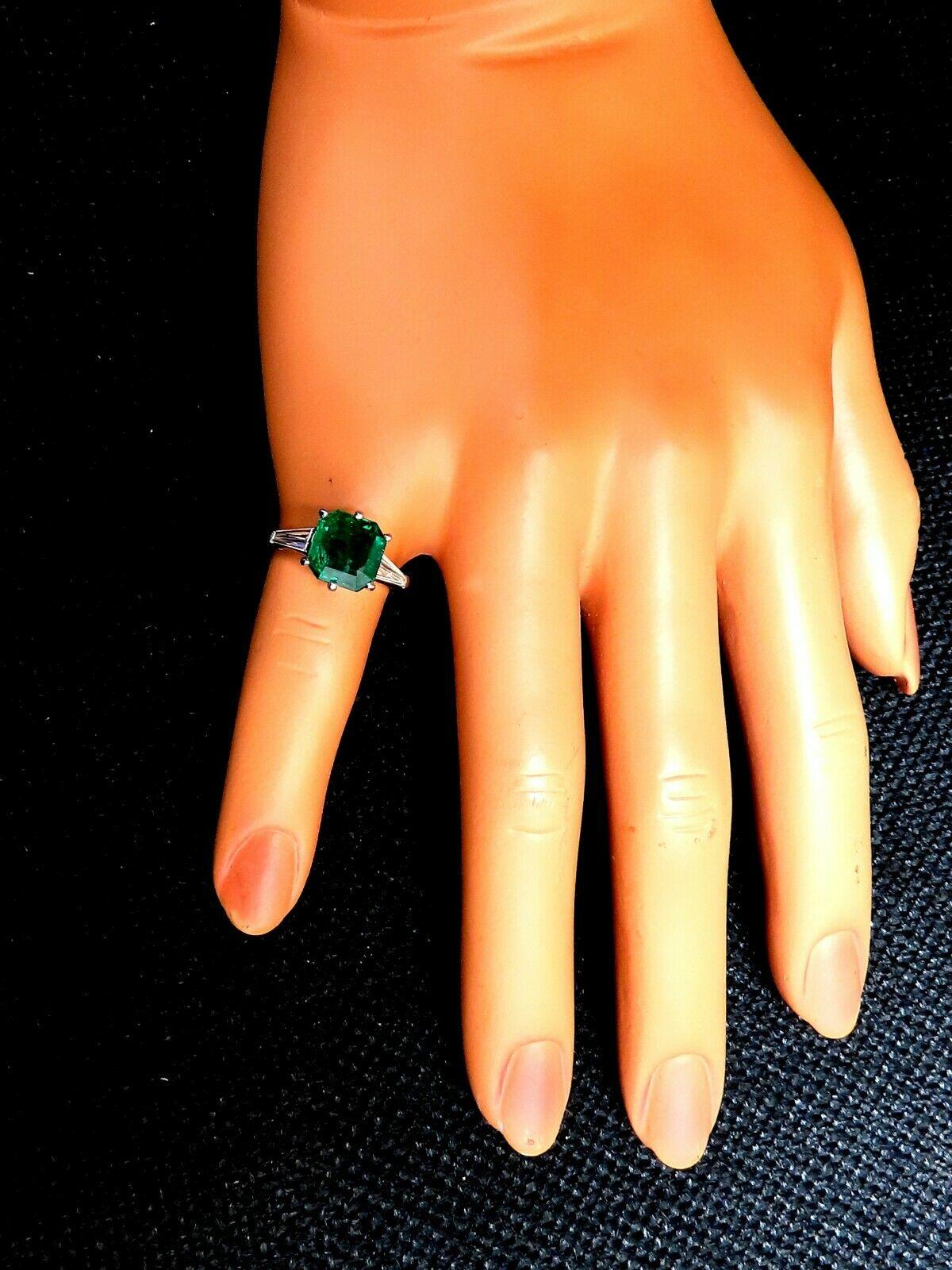 Emerald Cut GIA Certified: 3.16ct Natural Emerald Diamonds Ring Platinum