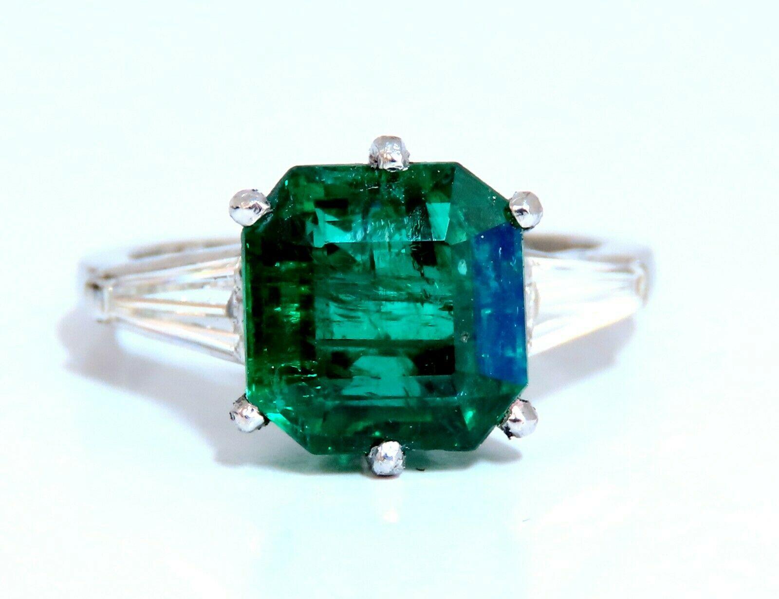 Women's or Men's GIA Certified: 3.16ct Natural Emerald Diamonds Ring Platinum