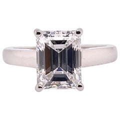 GIA Certified 3.17 Carat D VVS2 None Emerald Cut Diamond Engagement Gold Ring