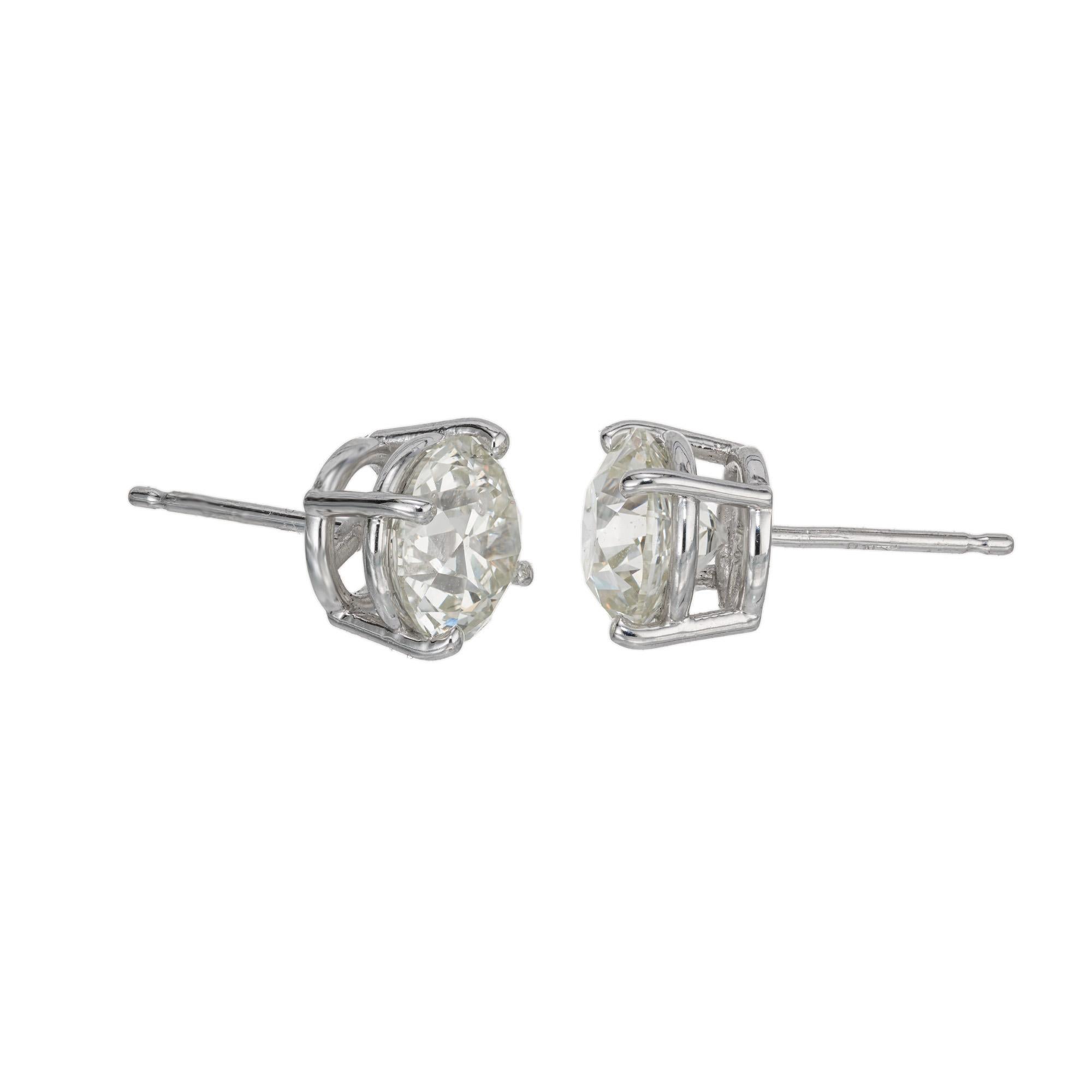 GIA Certified 3.17 Carat Diamond Platinum Stud Earrings 1