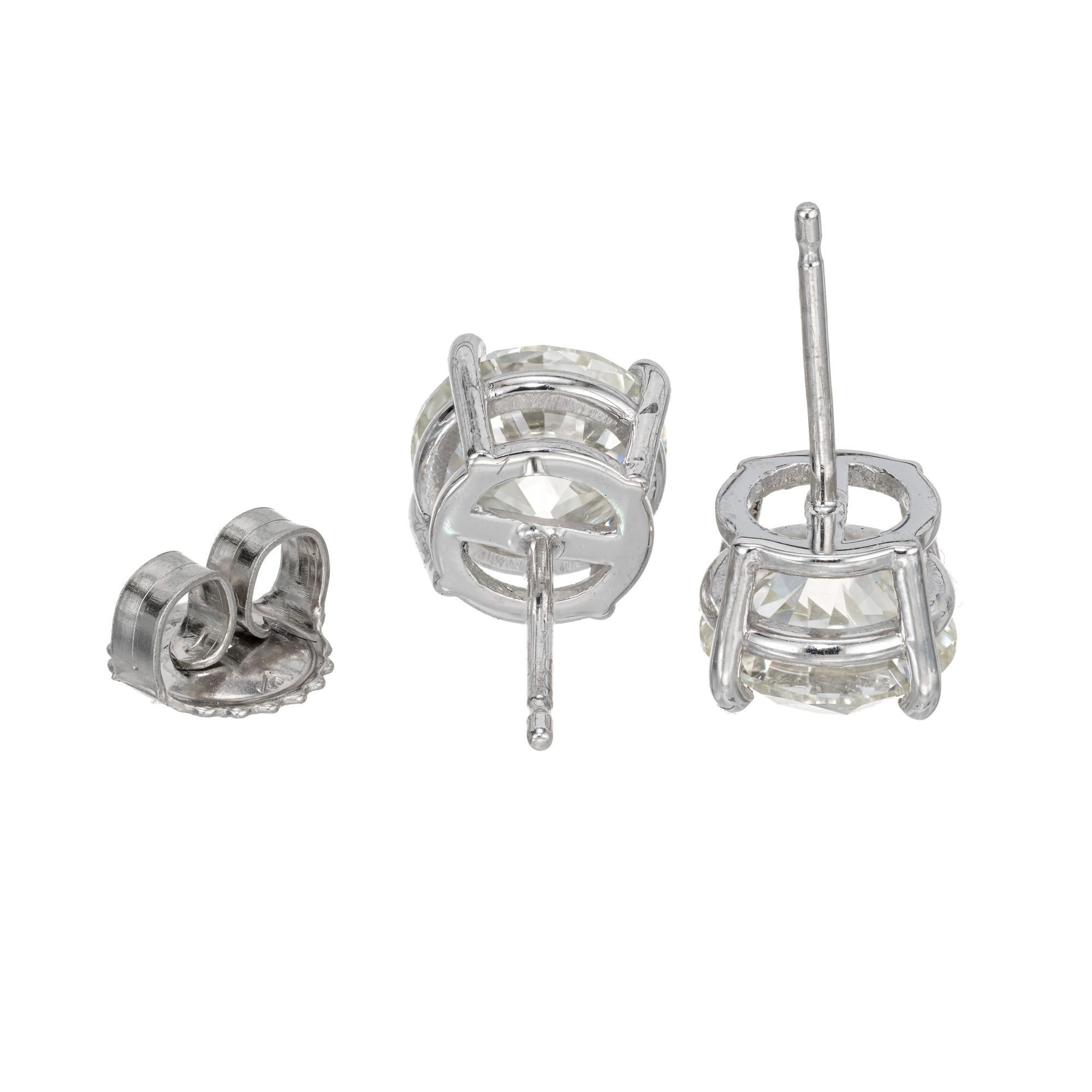 GIA Certified 3.17 Carat Diamond Platinum Stud Earrings 2
