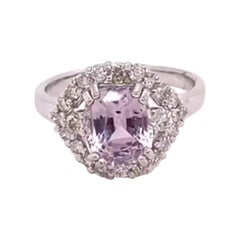GIA Certified 3.17 Carat No Heat Natural Light Pink Sapphire 14K White Gold Ring